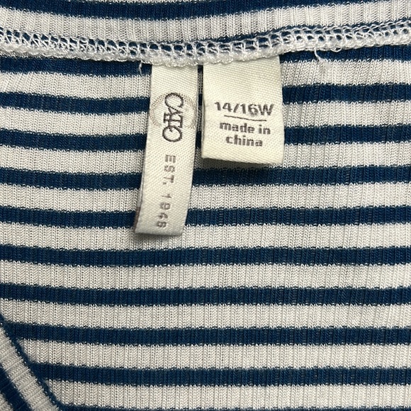 Cato Blue and White striped babydoll shirt size XL or 14/16 - Picture 3 of 4